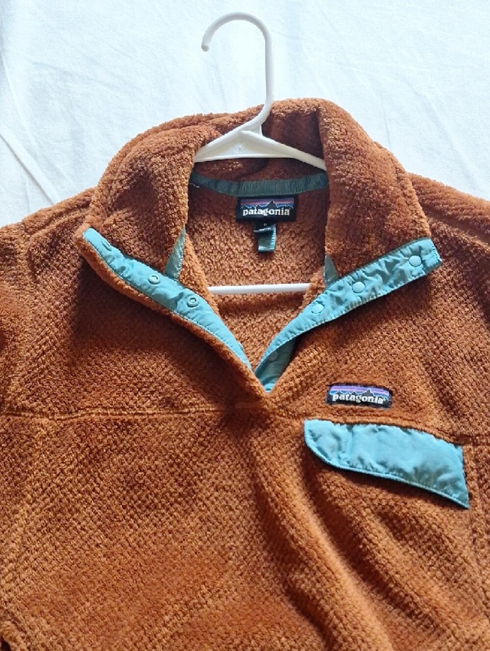 Patagonia Brown Fleece Pullover with Teal Accent - Picture 3 of 6